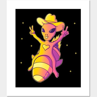 Alien Cowboy Love Space Fun Posters and Art